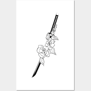 Katana and Roses for Inktober Posters and Art